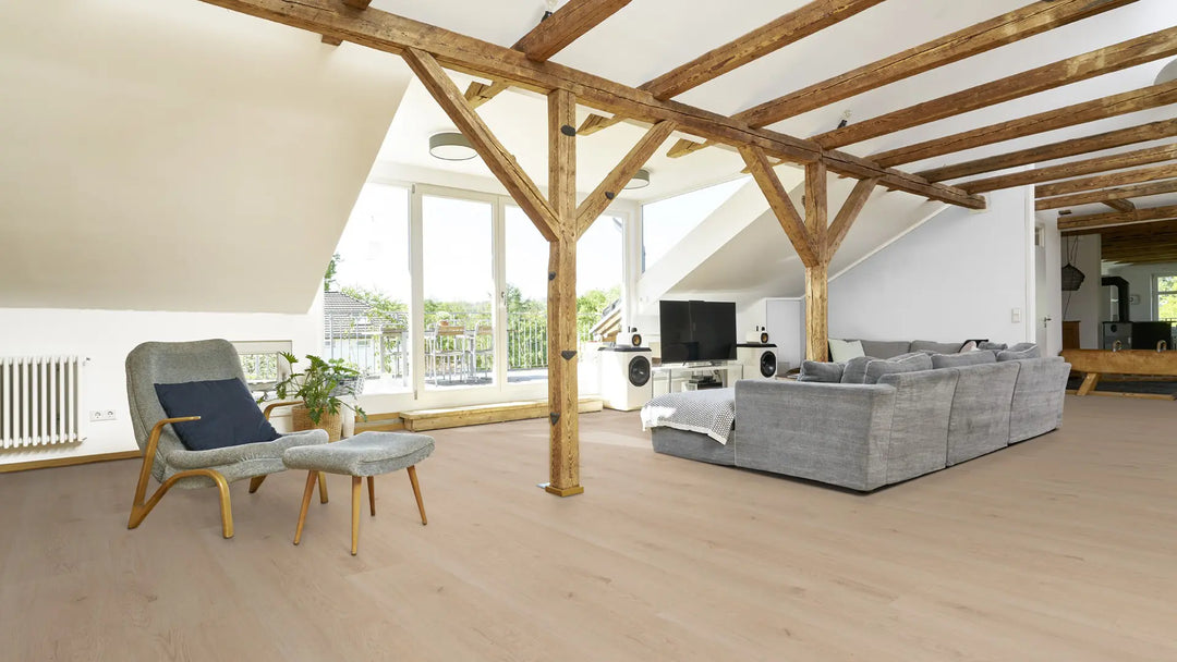 X-Citing Eiche Ambience Milk SPC mit integrierte Trittschalldämmung Vinylboden Click