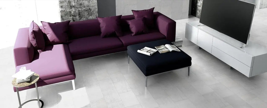 Visiogrande Fliesenoptik Fliessestrich weiss - Infinity Arktis Laminat