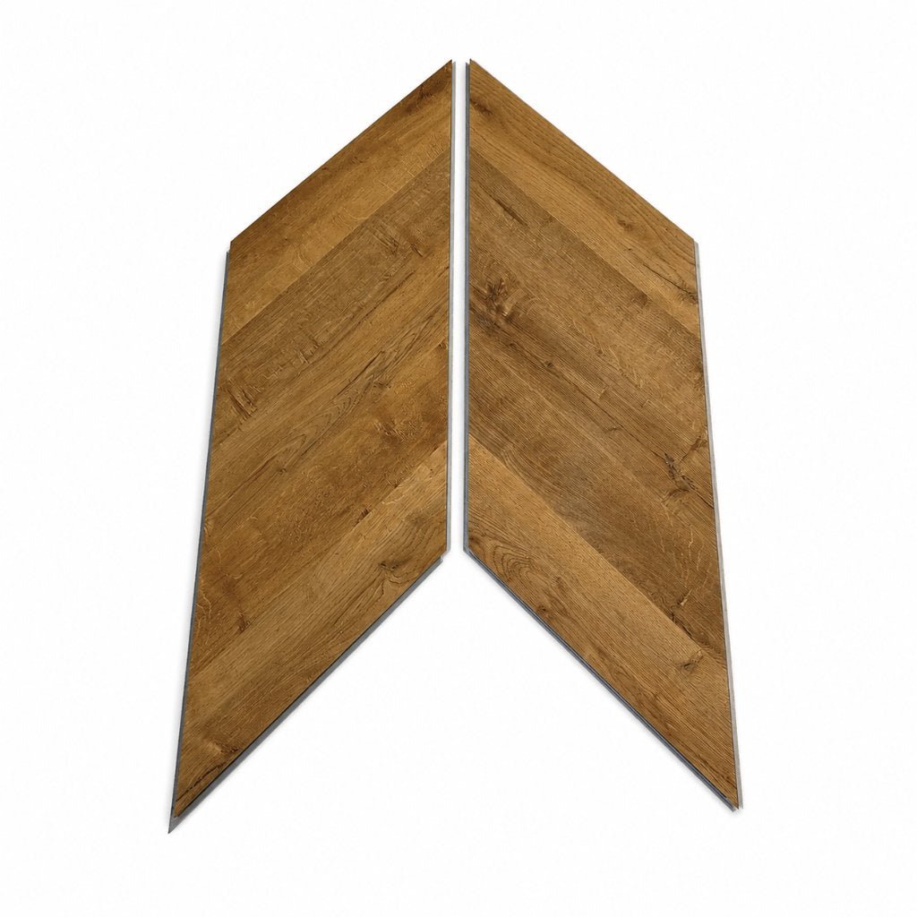 Chevron Designboden Neuschwanstein – Detailaufnahme Parkettdielen im Herringbone-Muster