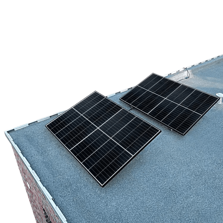 PV Halterung Aluminium Schienensystem mit eckigen Befestigungen Aufständerung für Flachdächer oder Balkonhalter