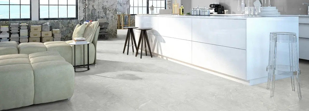 Classen Visiogrande Fliesenoptik Granit weiß wasserresistente Laminat