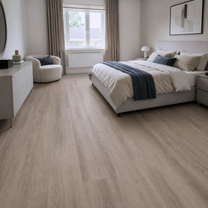Klick Vinyl Gerflor Virtuo Baita Taupe Rigid im Schlafzimmer – Reud Bodenarena