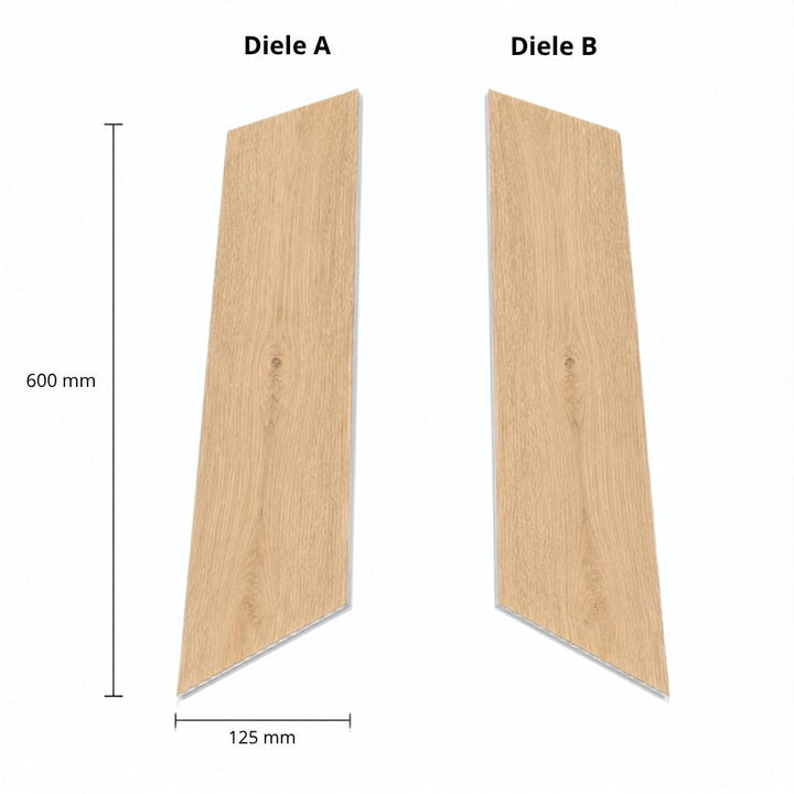 Klick Vinyl Chevron Eiche Sahara: Diele A und B im Format 600 x 125 mm – Reud Bodenarena 