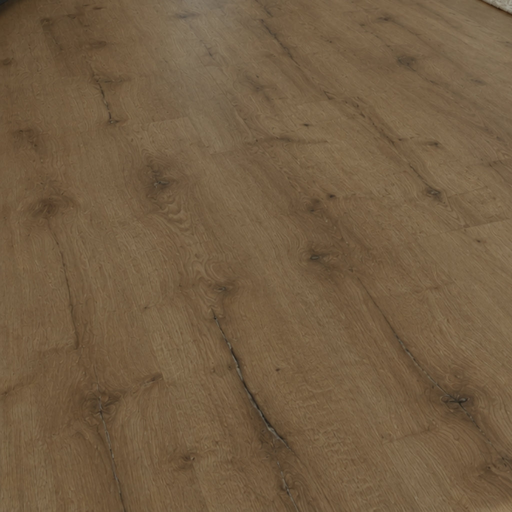 Detailaufnahme der warmen Eiche Maserung von Klick Vinyl Herbst
