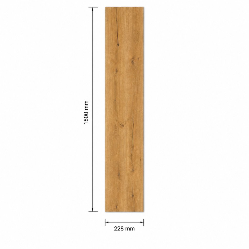 Einzelne Diele des Klick Vinylboden Eiche Tundra mit warmer Holzoptik und praktischen Maßen – Reud Bodenarena.