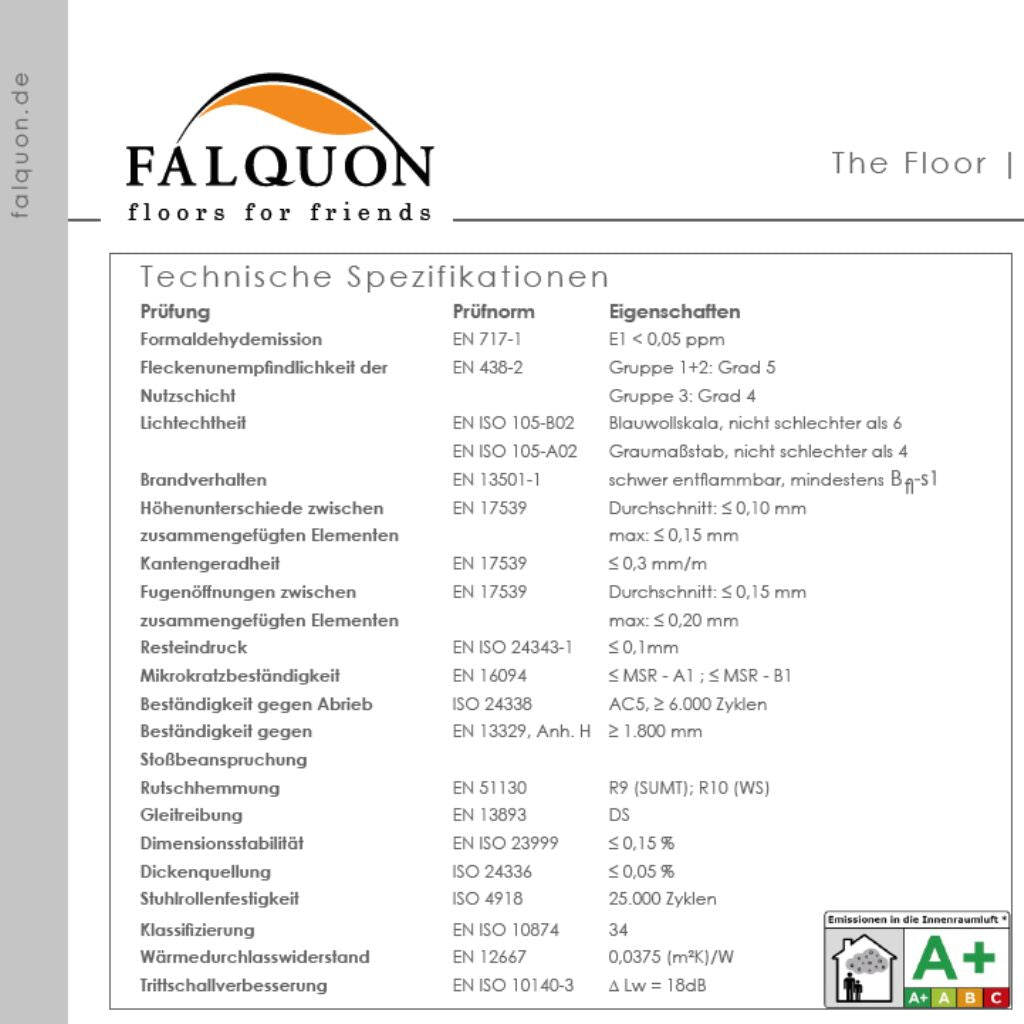 Datenblatt Falquon Stone Marmorata Chiara: Klasse 34, Abrieb AC5, Trittschallverbesserung 18 dB bei Reud Bodenaren