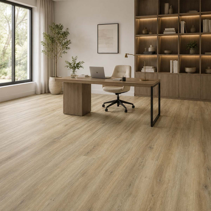 Klick Vinylboden Eiche Nature Rustikal XXL GreenLine in einem modernen Arbeitszimmer