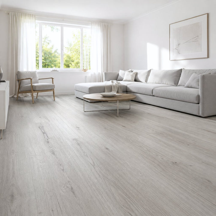 GreenLine Premium Plus XL Lissabon Eiche Polar weiß Landhausdiele Vinylboden - Wohnzimmer