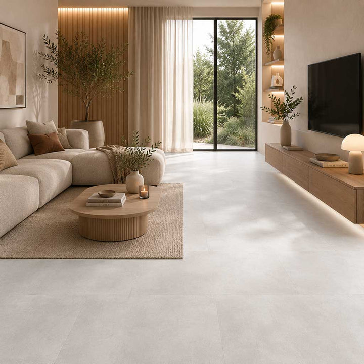 Repac solidLOCK 50-03 Nuance Off White Klick Vinylboden im Wohnzimmer verlegt