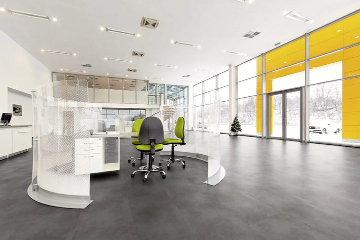 Repac Solcora Classic Nuance Blue Grey Fliesenoptik Vinylboden verlegt im Wohnraum – Reud Bodenarena