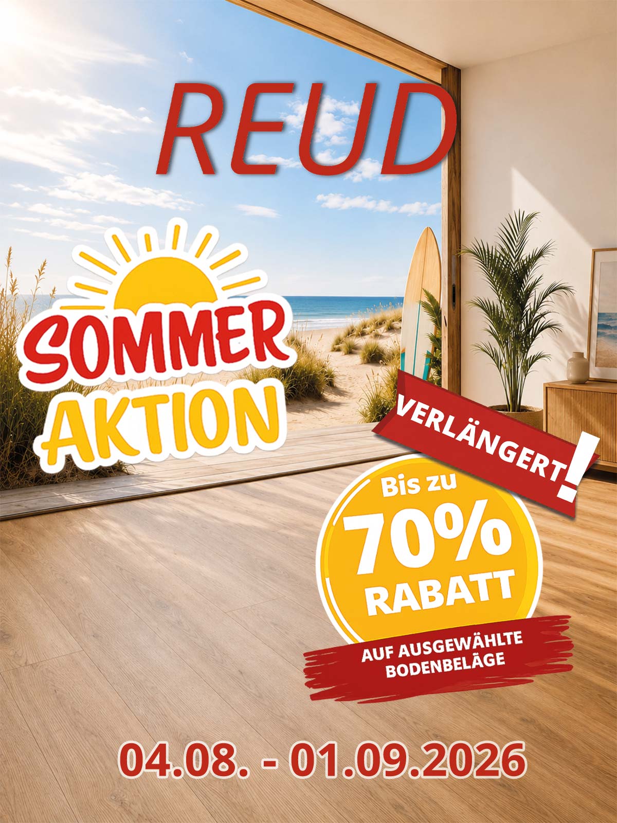 REUD Sommeraktion für Vinylboden, Laminat und Parkett verlängert bis zum 1.9.2026