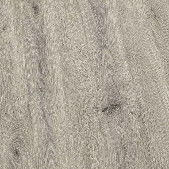 Nahaufnahme der grauen Eiche Holzoptik von Klick Vinyl Vero mit heller Struktur