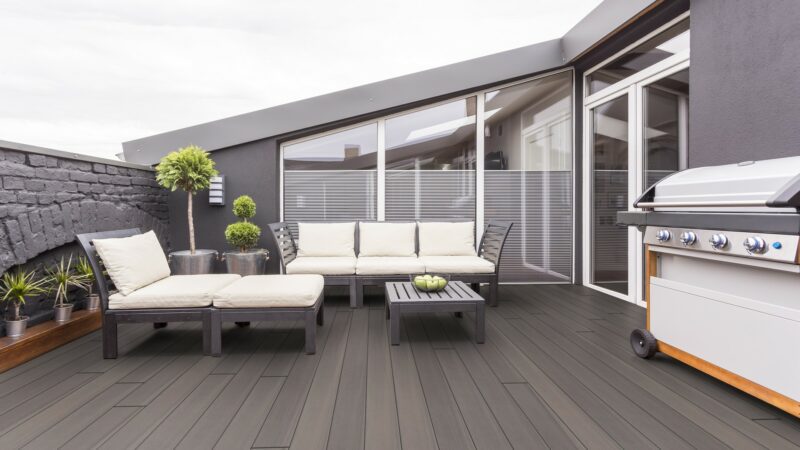 BambooGard ECO CAP BPC Terrassendiele Kammerprofil co-extrudiert C69B Silver Gum Länge 400cm