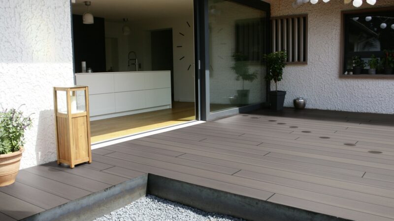 BambooGard ECO CAP BPC Terrassendiele Kammerprofil co-extrudiert C69B Silver Gum Länge 400cm