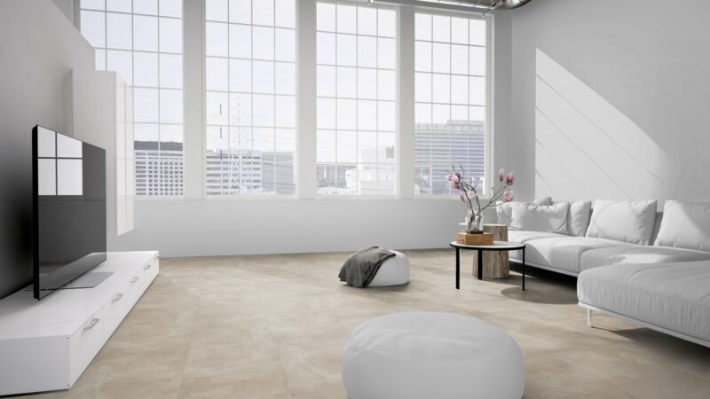 GreenLine Silent XL Stone Fliesenoptik Beton sand mit Trittschalldämmung Vinylboden Klick