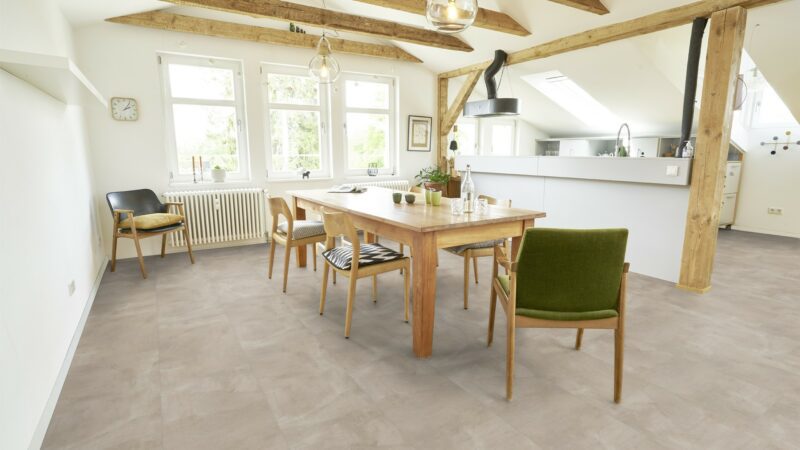 GreenLine Silent XL Stone Fliesenoptik Beton sand mit Trittschalldämmung Vinylboden Klick