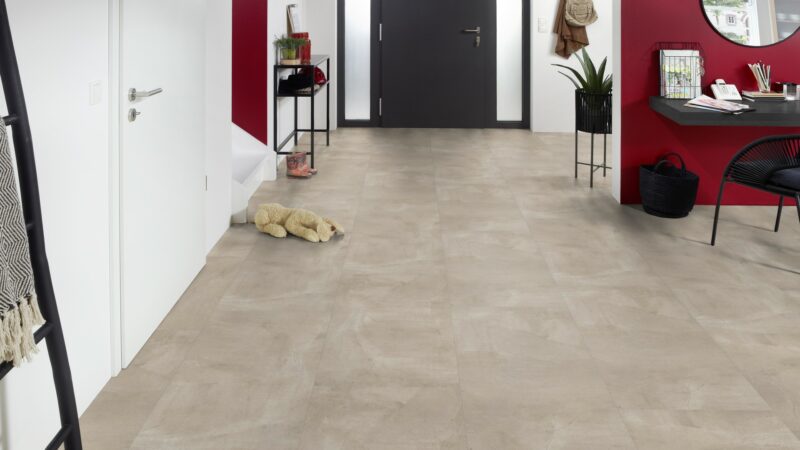 GreenLine Silent XL Stone Fliesenoptik Beton sand mit Trittschalldämmung Vinylboden Klick