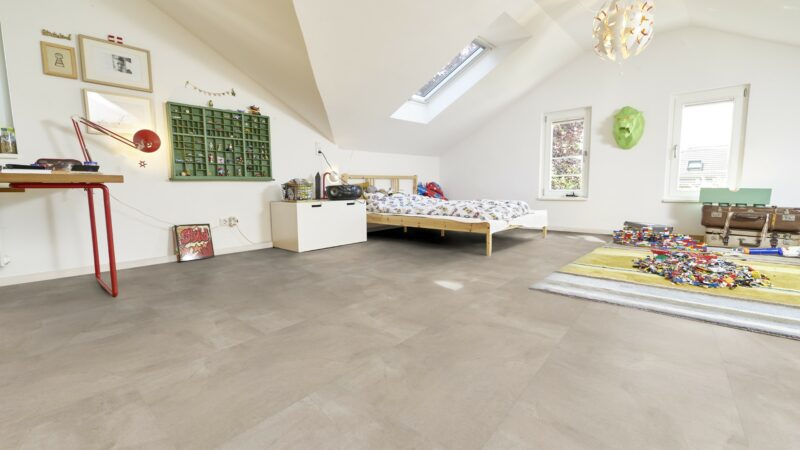 GreenLine Silent XL Stone Fliesenoptik Beton sand mit Trittschalldämmung Vinylboden Klick