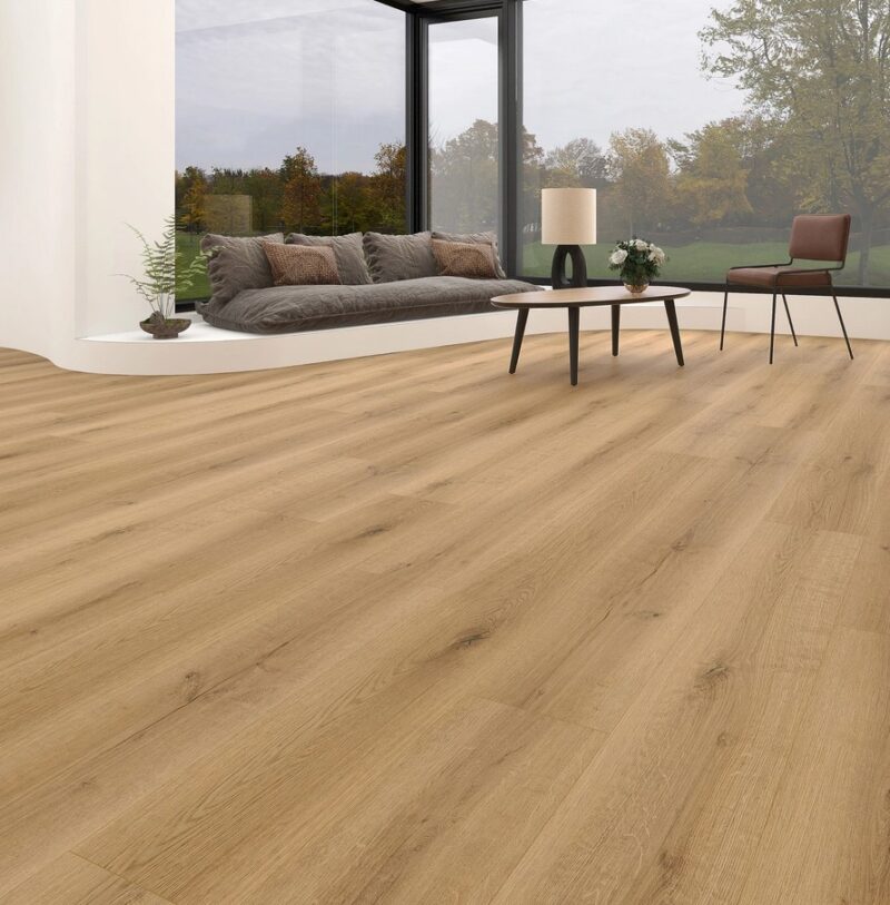 Decoflooring Eiche Molde Landhausdiele integrierter Trittschalldämmung Kork Vinylboden 7 mm Klick